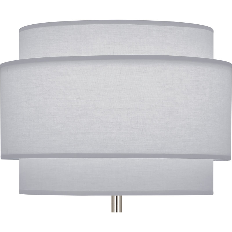 Decker Table Lamp, Polished Nickel, Pearl Gray