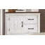 Commode en métal de style transitionnel moderne de 1 pièce avec quatre tiroirs et une planche d'armoire au fini blanc vieilli et noyer