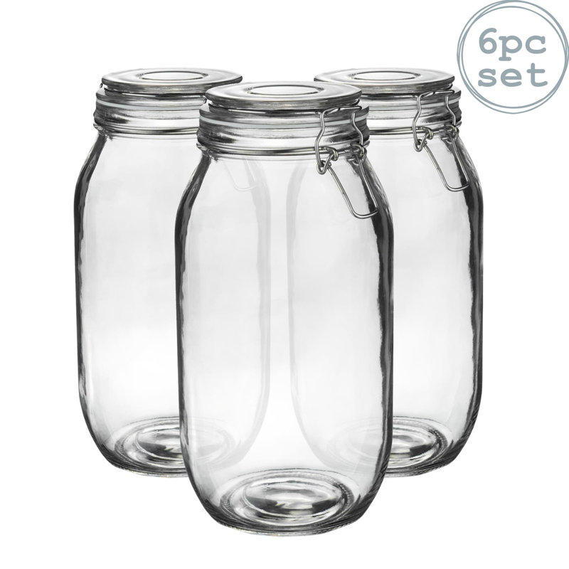 Argon Tableware - Glass Storage Jars, 25cm H x 12cm W x 12cm D, White/Clear