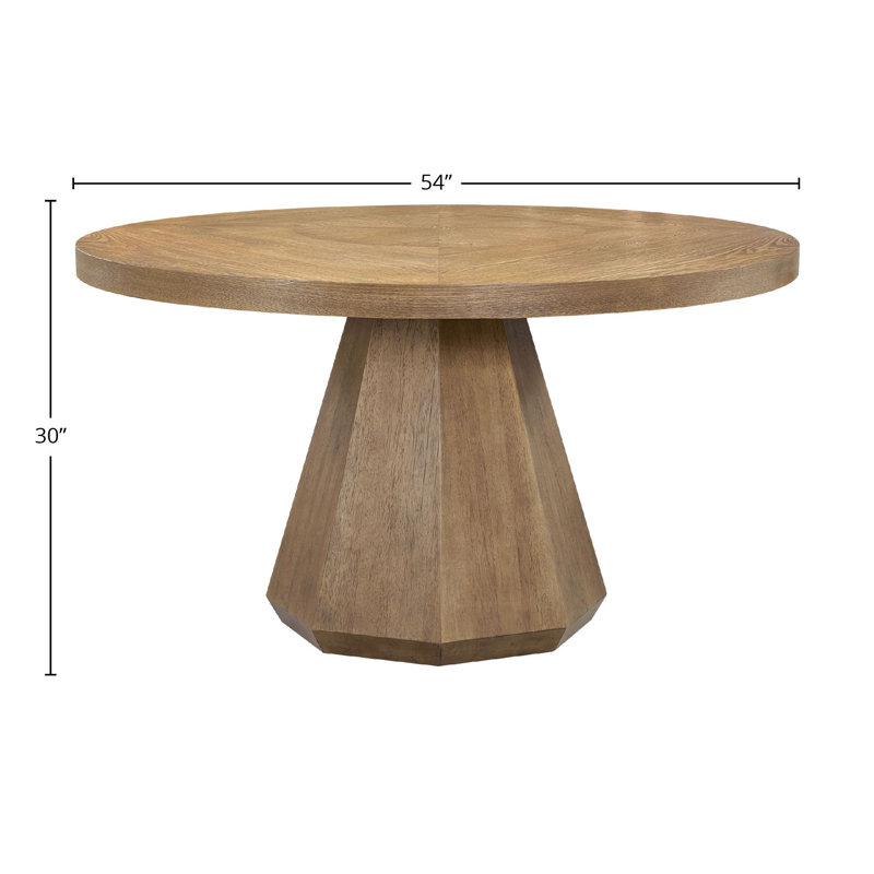 Aurora 54" Round Dining Table – Latte Elm Veneer Pedestal Kitchen Table