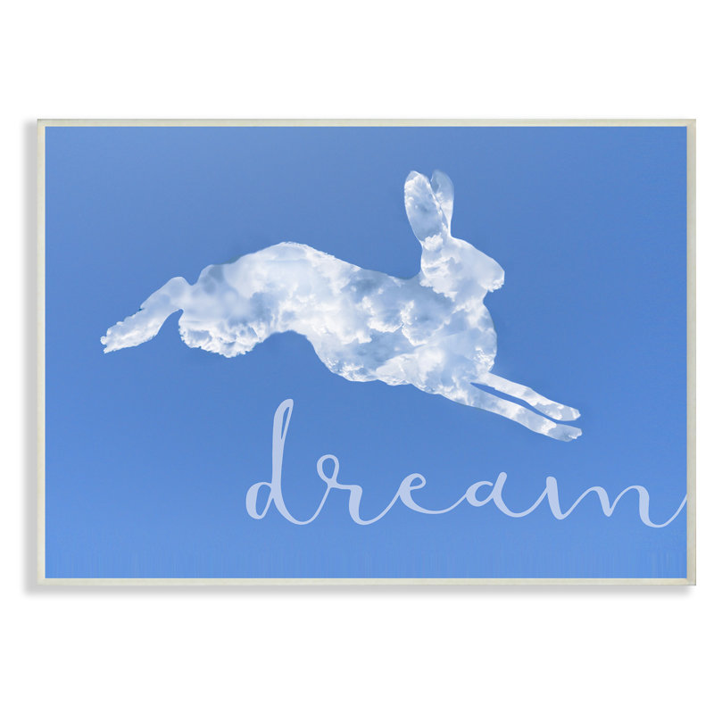 Lapin nuage de rêve ; art textuel encadré, H 15 po x l 10 po, Plaque