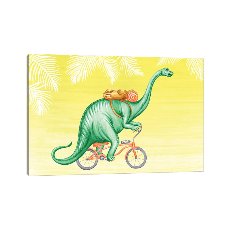 Brontosaurus On Bike by Amélie Legault - Wrapped Canvas Gallery-Wrapped Canvas Giclée, 20.32 cm H x 30.48 cm W