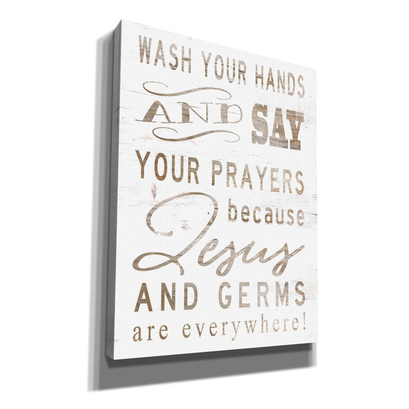 «Wash Your Hands» par Cindy Jacobs, art mural sur toile, H 16 po x l 12 po x P 0,75 po
