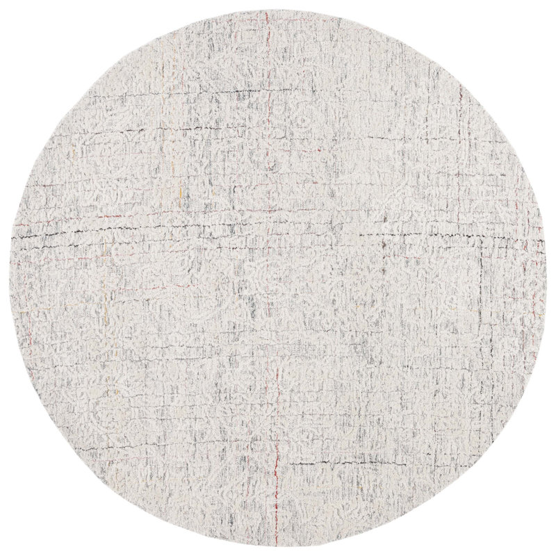 Tapis ivoire touffeté à la main Meira, Rond 6 pi