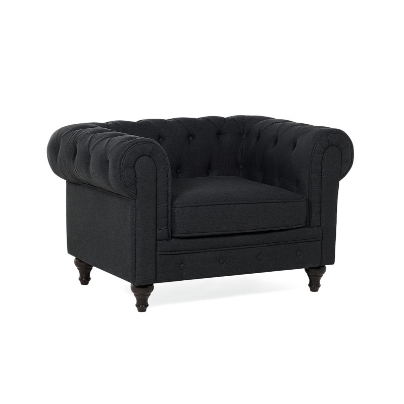 Laila Upholstered Chesterfield Chair, Graphite