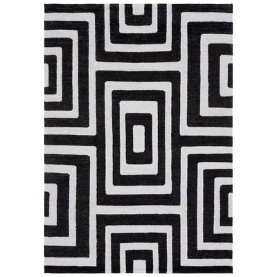 Santa Fe Silver/Black Area Rug