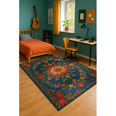 Tapis tissé orange traditionnel Mosso