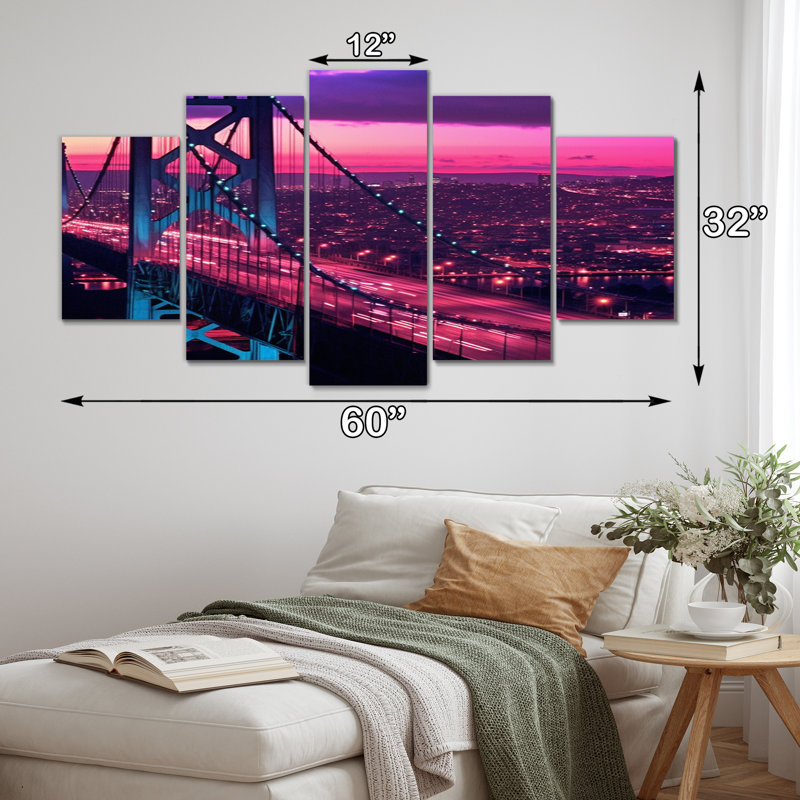 «San Francisco Skyline And Bay Bridge», reproduction d'art sur toile - 5 panneaux