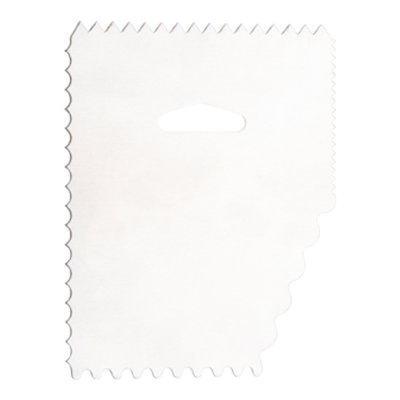 Restaurantware-Pastry Tek 4.8 Inch x 3.8 Inch Cake Scraper, 1 5-Pattern Cake Smoother - Assorted Edges, Hanging Hole, Metal Icing Smoother, For Decorating Or Sculpting Desserts,