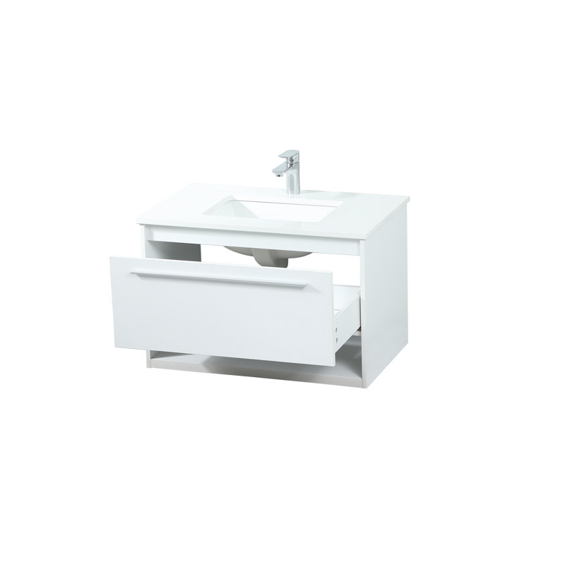 Ensemble de meuble-lavabo mural simple 30 po Roman, Blanc