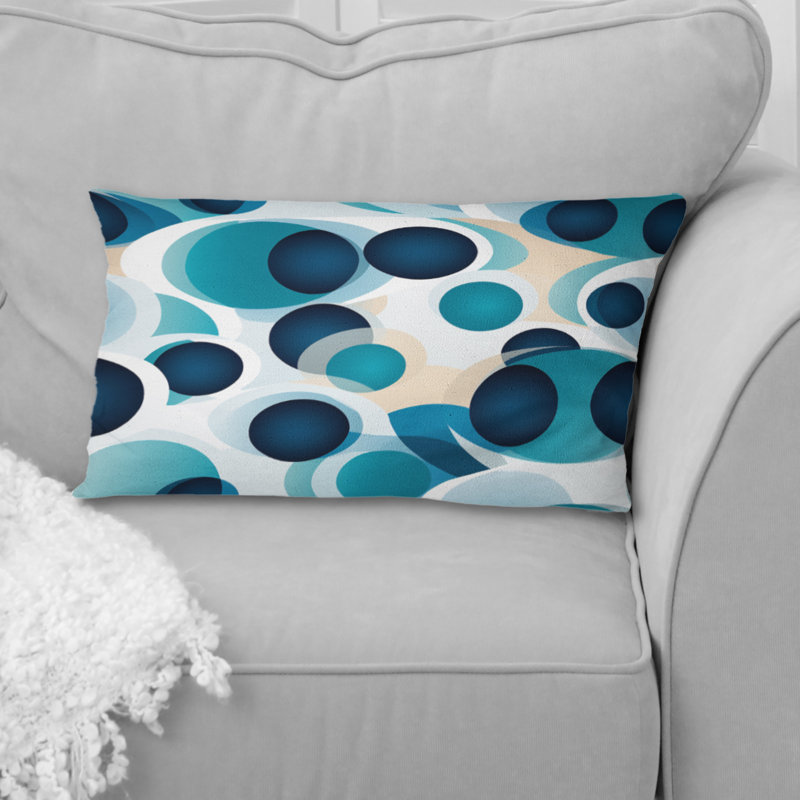 Oreiller géométrique minimaliste en cercles bleu de cobalt