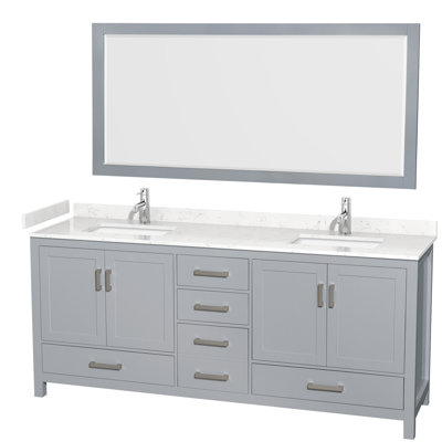 Sheffield 79" Freestanding Double Vanity Base Only with Medicine Cabinets