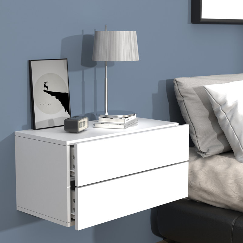 Avyion Manufactured Wood Bedside Table, White, 30cm H x 60cm W x 32cm D