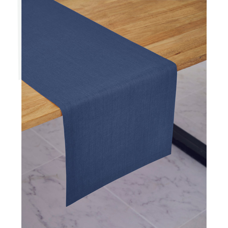 Diana - 100% Pure Linen Table Runner, Vintage Blue, 108" x 14"