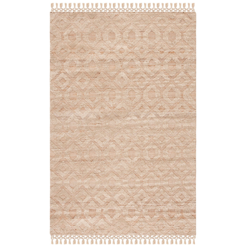 Avaah Natural Fiber Flat Weave Jute/Wool/Cotton Geometric Rug in Natural/Beige, Rectangle 3' x 5'