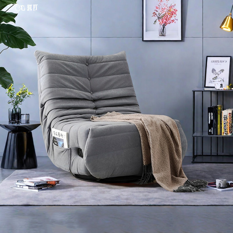 Ergonomic Functional Recliner with Storage Pocket, Gray Polyester Blend