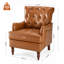 Fauteuil à oreilles 29 po capitonné avec garniture cloutée et pieds en bois tournés rétro-1057444639-1067687096