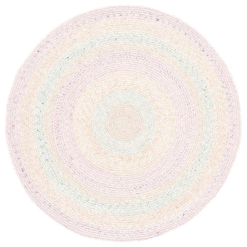 Braided Hand Woven No Pattern Indoor Rug, 4'-0" x 4'-0" Round