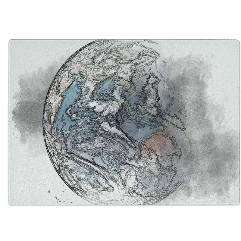 Tempered Glass Beautiful View of Earth Chopping Board, 39 cm W x 28.5 cm L
