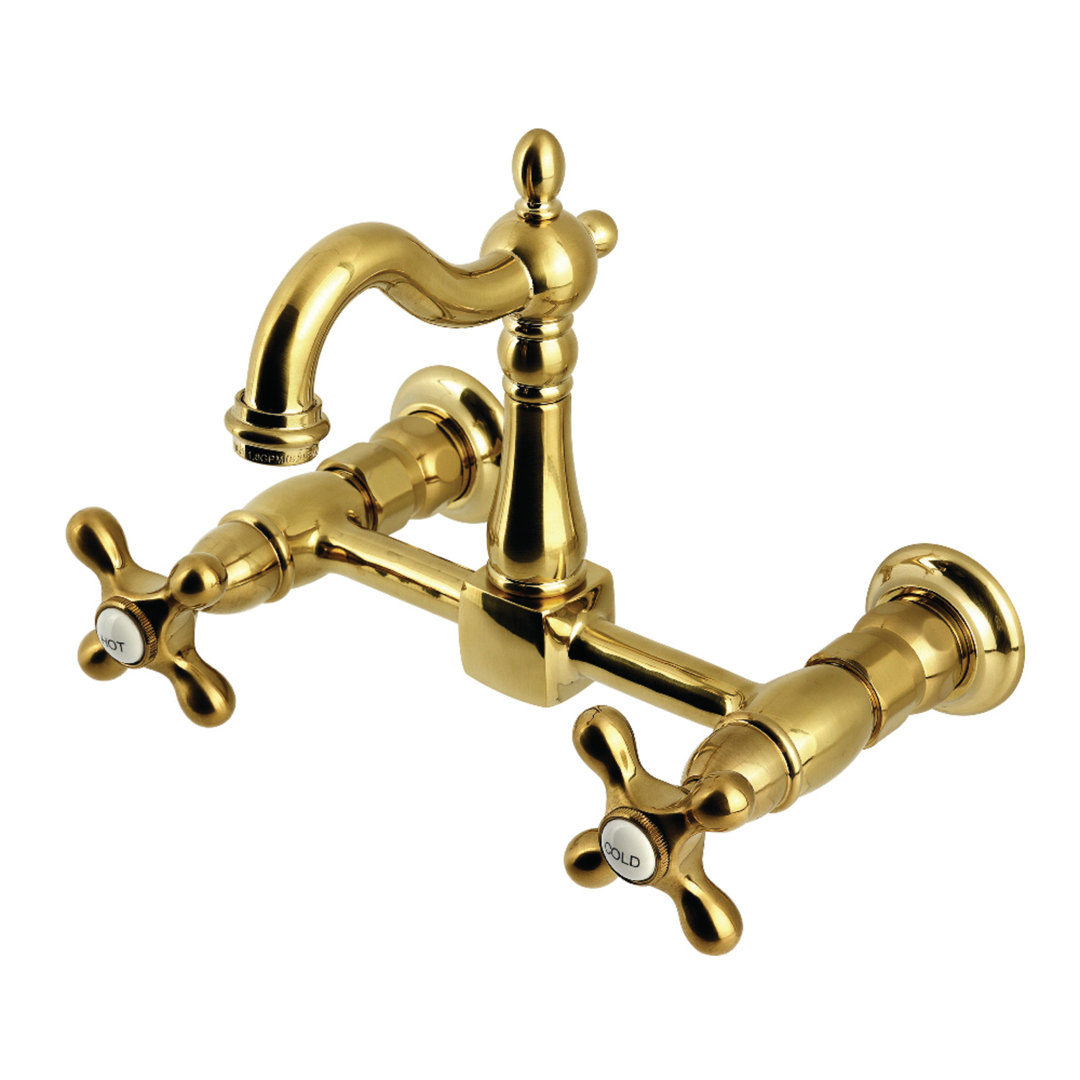 Kingston Brass Heritage Double-Handle 2-Hole Wall-Mount Bridge Kitchen Faucet Kingston Brass