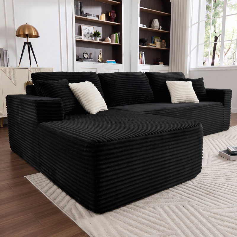 Canapé-lit modulaire Boneless Corduroy, Noir