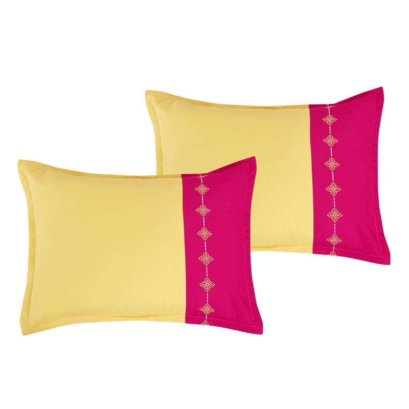 Ensemble d'édredon 7 pièces 7 pièces, Grand édredon et 6 pièces supplémentaires, Rose / Jaune