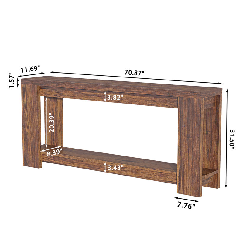 70.9 Inch Long Farmhouse Wooden Console Table Silm Narrow Sofa Table Behind Couch Entryway Table For Entrance Foryer Living Room Rusitc Brown