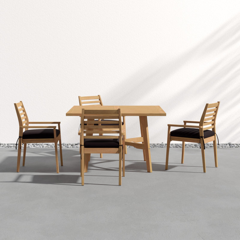 Wexford And Mera Outdoor - Piece Dining Set with Cushions, Canvas Black