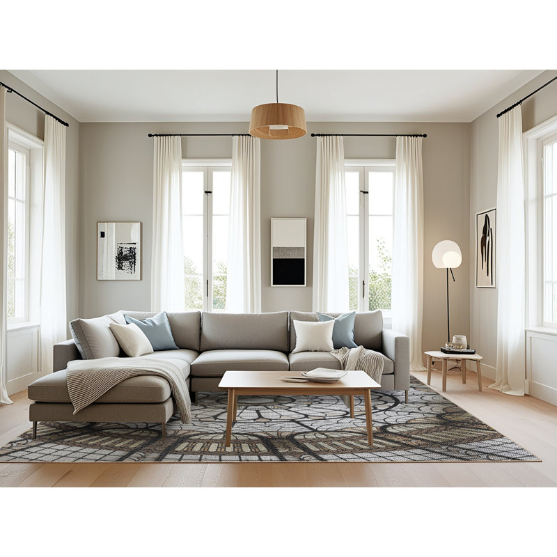 Tapis gris / brun Power Loom, Rectangle 8 pi x 10 pi
