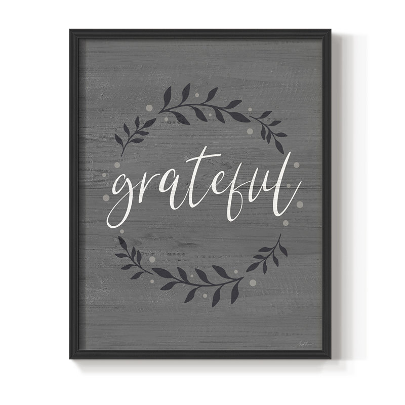 «Grateful Wreath», reproduction encadrée en bois massif, H 15 po x l 12 po, Noir, noir, noir, noir