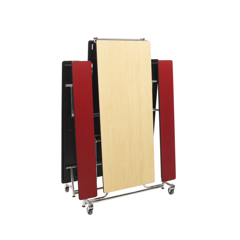 12' Mobile Bench Cafeteria Table with Red Seats