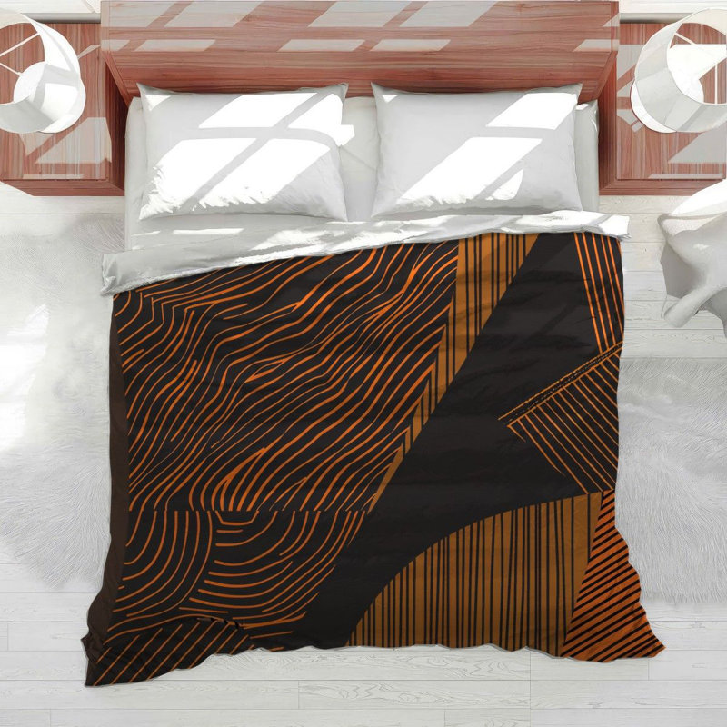 Édredon géométrique à motif de vagues géométriques, Édredon simple TG