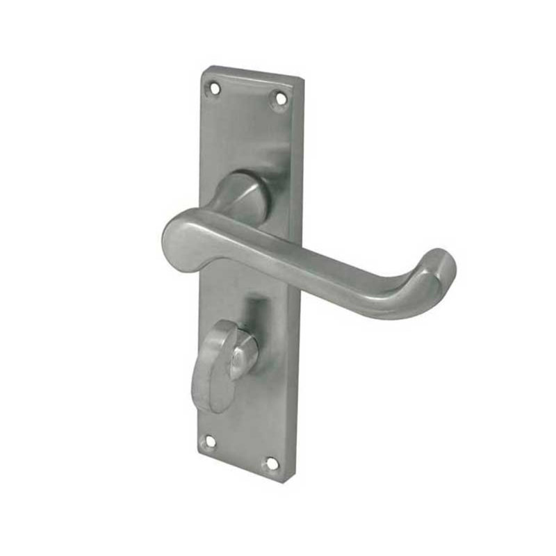 Victorian Privacy Door Handle, Satin Chrome