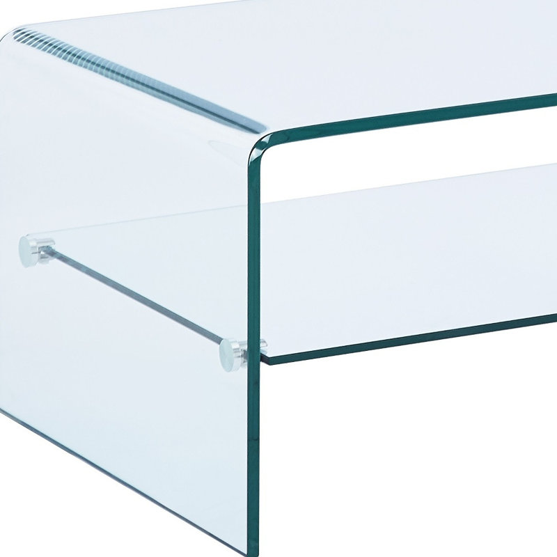 Table basse 43 "en verre transparent avec tablette