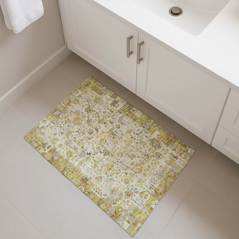 Tapis de qualité supérieure Mayfield AMF2099 Global, 1 pi 8 po x 2 pi 6 po, Doré