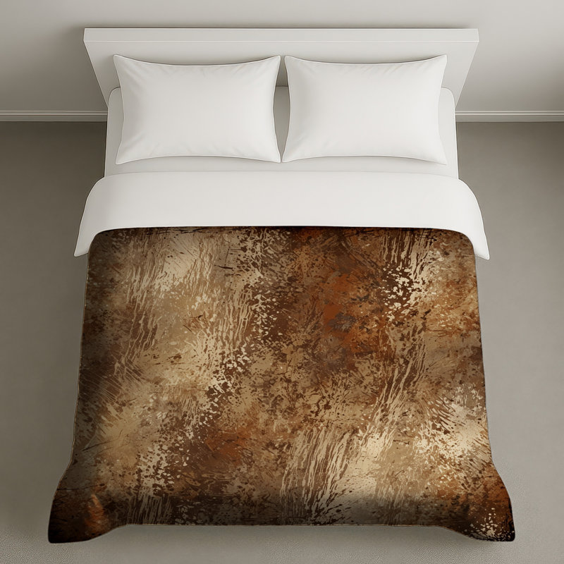 Housses de couette à texture grunge brune, Lit simple