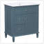 Meuble-lavabo 30 po avec lavabo, meuble-lavabo avec un tiroir rabattable et deux tiroirs, tablette réglable, bois massif et panneau de fibres à densité moyenne, bleu gris-129460154