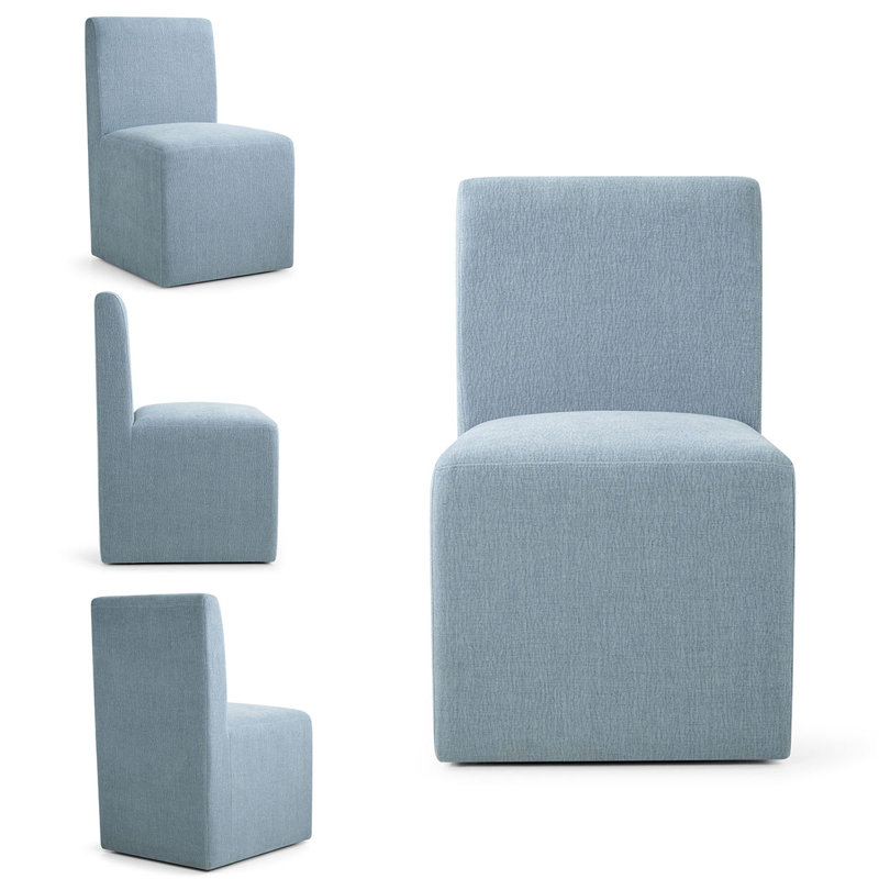 Chaises d'appoint de salle à manger avec sièges rembourrés Modern Linen, Bleu ciel