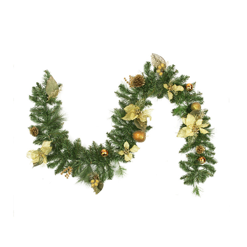 Guirlande de Noël 6 po pré-décorée avec boules de cuivre et brindilles artificielles
