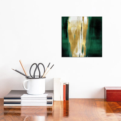 «Free Fall Emerald with Gold I» par Christine Wright - reproduction imprimée