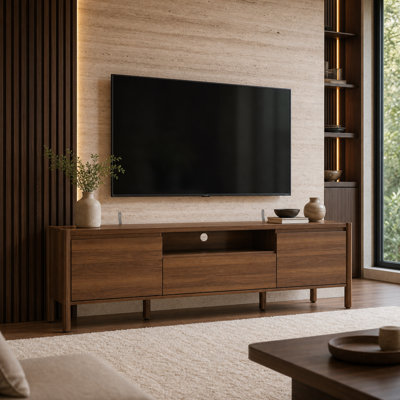 70.9'' W Wood TV Stand With Storage Cabinets
