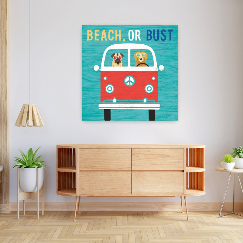 Beach Bums Bus, capricieuse, art côtier, H 36 po x l 36 po