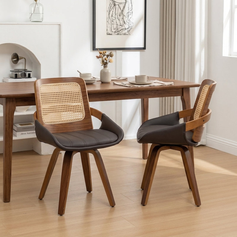 Chaise de salle à manger moderne pivotante en similicuir de 20 po Brinskelle, Brun