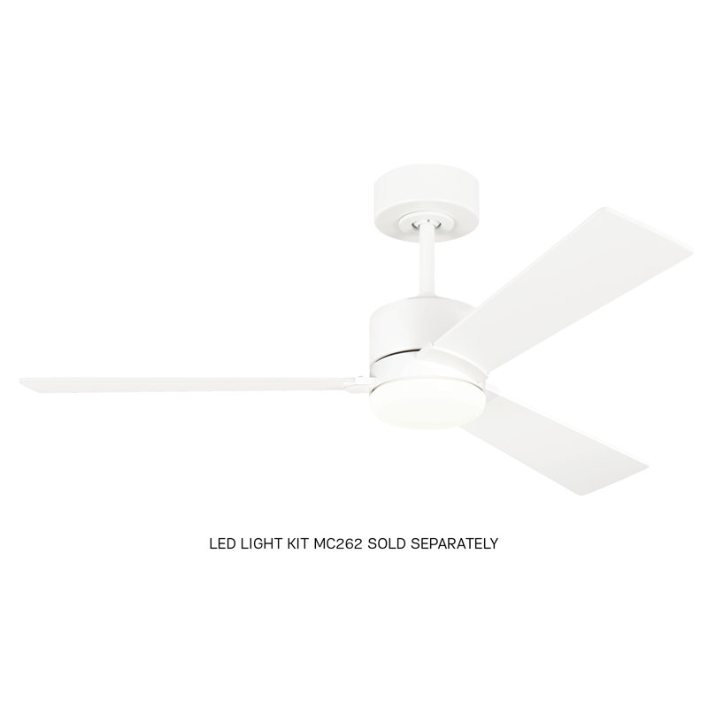 Rozzen Downrod Ceiling Fan, Matte White, 44", Matte White