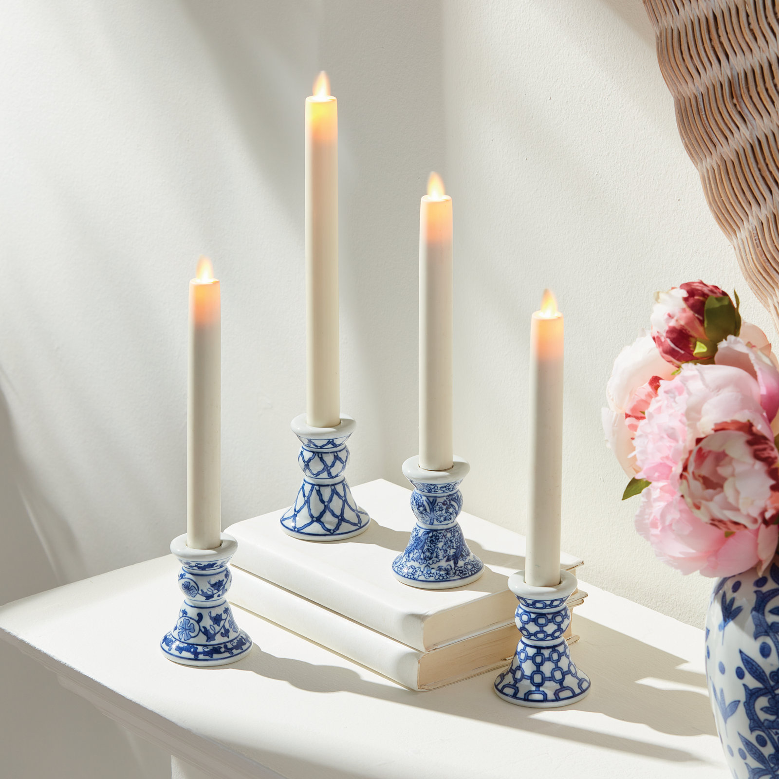 BARCLAY BUTERA DYNASTY MINI TAPER HOLDERS, SET OF 4, Blue