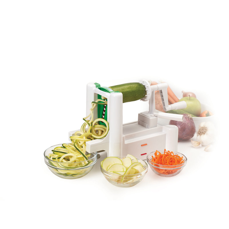 White Plastic Spiral Vegetable Slicer with Three Blades