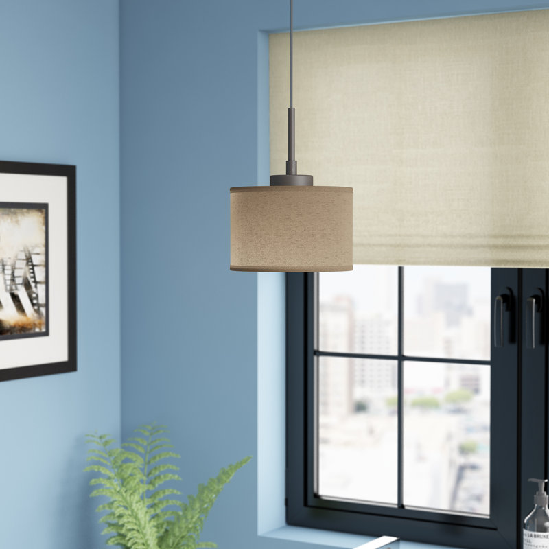 Luminaire suspendu tambour 1 lumière Keiser, Tambour gris, Bronze