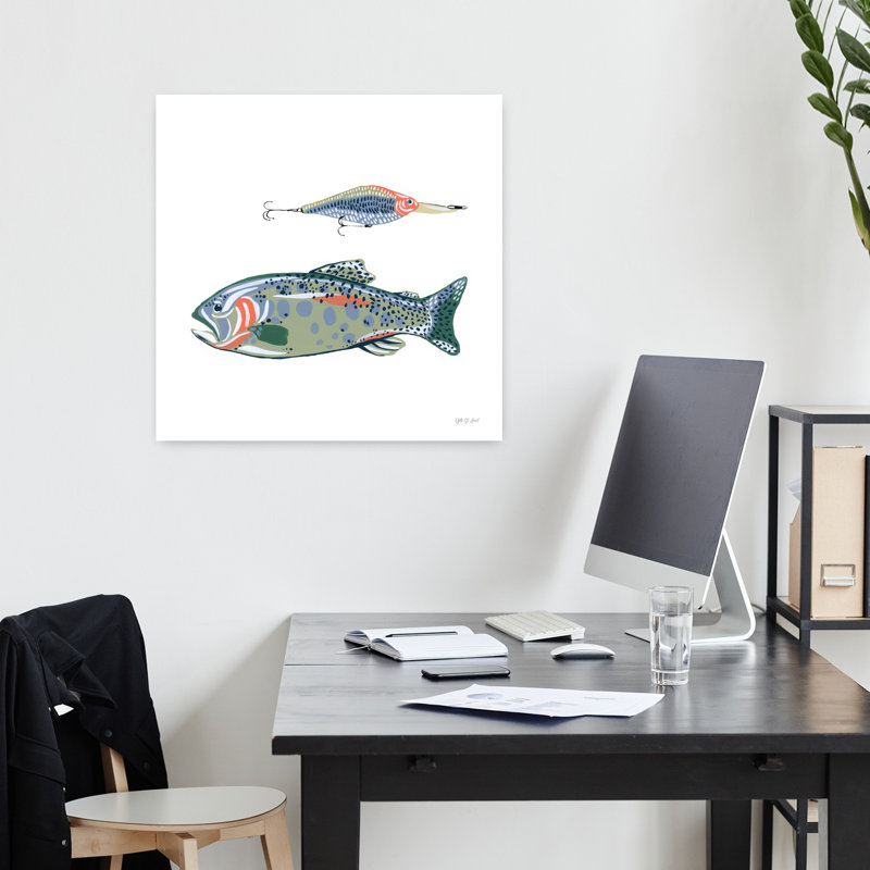 Contemporary Catch Of The Day Viii With Blue Fish Art, 18" H x 18" W