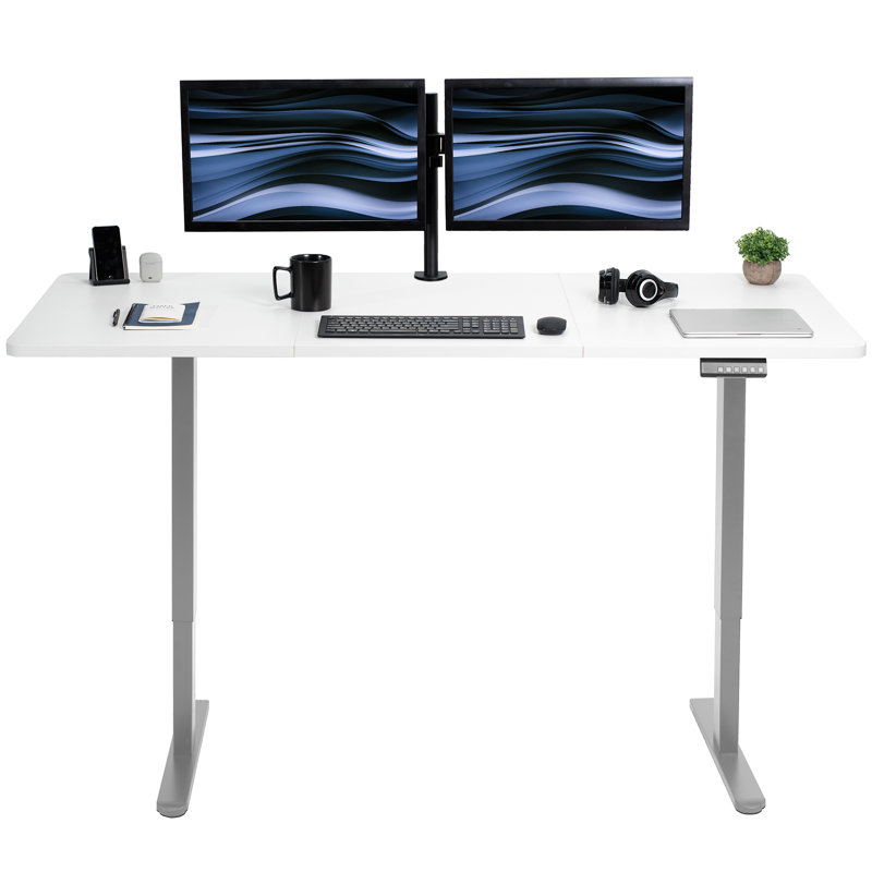 VIVO Electric Dual Motor 71” x 30” Standing Desk, E2B7B Series, White/Gray
