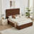 Braya Luxury 57.1" High Headboard Hydraulic Lift Up Storage Upholstered Platform Bed With Channel Headboard Design,Coffee,Queen-1549463971-1549463974